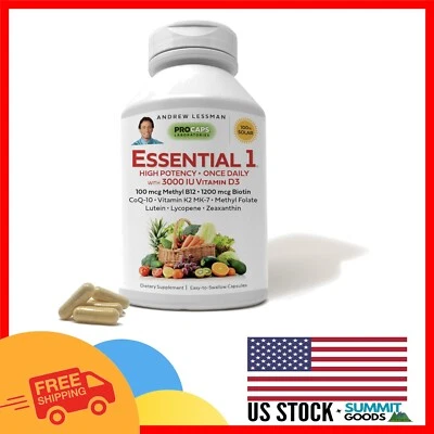 Multivitamínico Essential-1: 3000 UI de vitamina D3 y metil B12 en 60 cápsulas blandas Foto 1 de 4