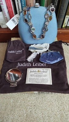 ¡NUEVO EN CAJA! MAX BLING!! BOLSO PULSERA JUDITH LEIBER AZUL CIELO KARUNG Foto 1 de 4