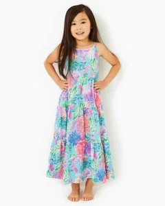 Lilly Pulitzer Girls Harleigh Maxi Dress Tiered Celestial Blue S 4-5 YRS 278513 - Picture 1 of 11
