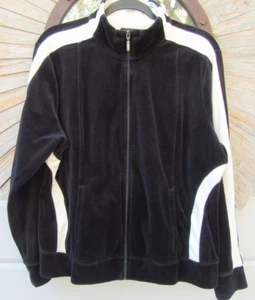 SB Active Wms XL schwarz weiß Velour Full Zip Lounge Trainingsjacke - Bild 1 von 9