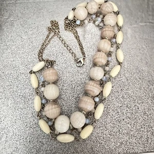 Women’s Necklace Opalite Glass Calcite Rock Acrylic Choker Gold Tone Chain 0623 - Picture 1 of 9