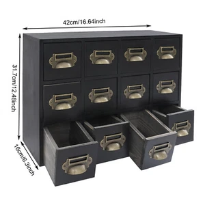 Drawers Storage Cabinet Desktop 12 Drawer Organizer Wooden Medicine Cabinet NEW - Picture 1 of 15