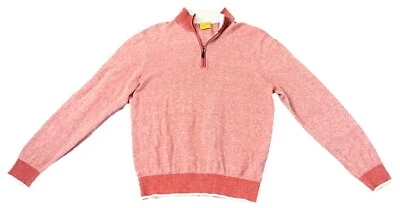 Robert Talbott Mens Carmel Collection Cashmere Blend 1/4 Zip Sweater Red Sz Med - Image 1 of 4