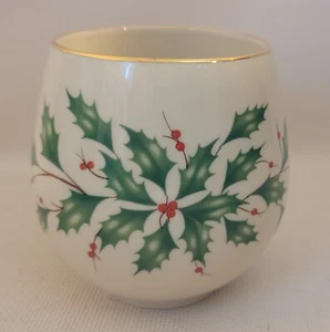 Lenox Holiday Dimension 3.25"Votive or Cachepot Say It With Silk Holly & Berries - Picture 1 of 4