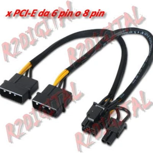 ADATTATORE ALIMENTAZIONE 20Cm SCHEDA VIDEO 2 MOLEX ad PCI EXPRESS 6 PIN o 8 PIN - Picture 1 of 1