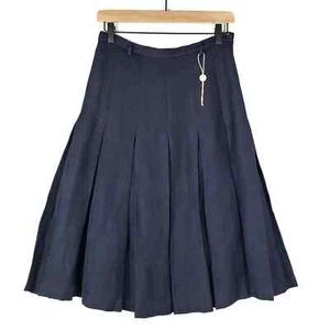 NWT Momoni Fidi Pleated Wool Linen Skirt M Navy Blue - Picture 1 of 11