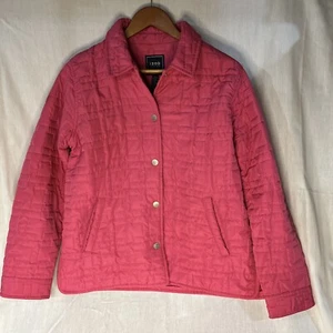 IZOD Quilted Jacket Coat Women's Size Medium Pink Snap Front Pockets Poly - Picture 1 of 3