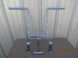 NEW CHROME LOWRIDER BICYCLE FLAT TWISTED HANDLEBAR , TWISTED GOOSENECK & GRIPS. - Picture 1 of 6
