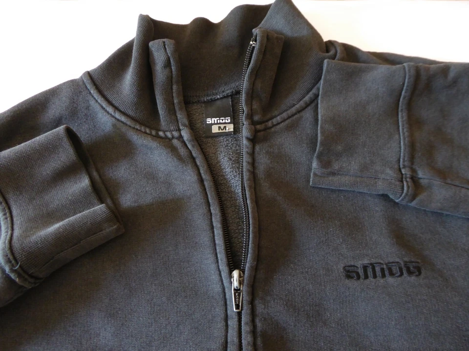 NEU "SMOG" Damen Pullover Gr M Schwarz Sport Freizeit Taschen StoffMix Reißversc - Bild 1 von 4