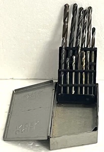 Mixed Lot of 13 Various Size Drill Bits (Used & New) In Vtg Lafayette Metal Case - Picture 1 of 15