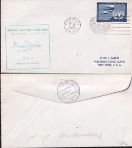 ODZ&ENDZUN UN-NEW YORK – 15¢ - SCOTT#: C3 – PANAM DÜSSELDORF 732 - Picture 1 of 4