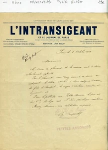 Paris II ème 12 Rue du Croissant - Petite Entête d'un Journal du 08/10/1919 - Picture 1 of 1
