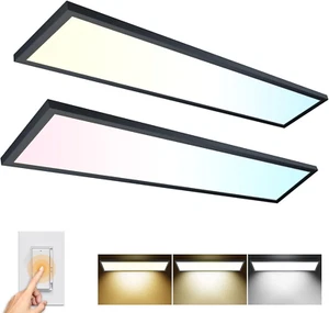 1X4 LED Flat Panel Light Surface Mount Ceiling Light Black, 5500LM 50W TRIAC 10- - Picture 1 of 7