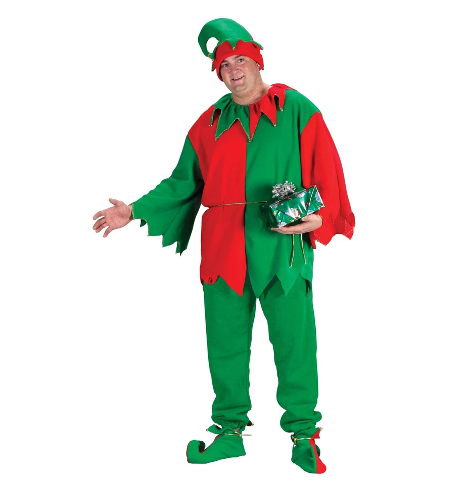 Disfraz de Elfo para Hombre Talla Grande Vacaciones Navidad Vestido Elegante Talla Grande Ropa de Elfo Foto 1 de 4