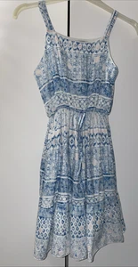 LPC GIRLS DRESS BLUE WHITE STRAPPY LIGHTWEIGHT AGE 9-10 YEARS - Picture 1 of 11
