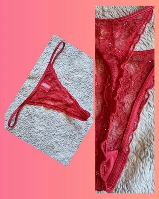 NWOT Frederick's Red Silver Floral Lace G-string Thong Size 7 Large - Image 1 of 4