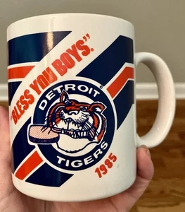 Detroit Tigers Bless You Boys Mug Cup Vintage 1985 WDIV Go 4 It Channel 4 Promo - Picture 1 of 9