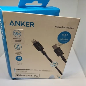 Anker USB C to fast Charging Cable w/carry pouch 3ft Silicone for iPhone - Photo 1 sur 6