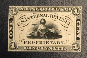 TangStamps: #RS220P3 Private Die Proprietary Stamp Proof on India Paper - Bild 1 von 2