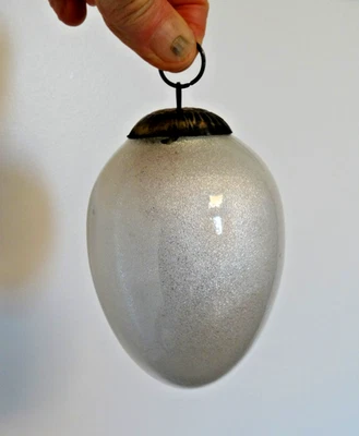 BOULE DE PARDON ovoïde verre blanc nacré style DECO NOEL ancien H13 D8,5 TBE - Photo 1/4