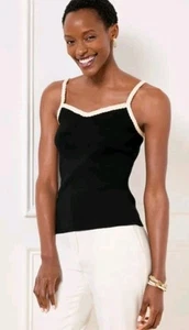 Talbots Nwt Large Petite Sleeveless Sweater Shell Black And White - Picture 1 of 5