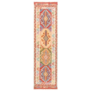 Kelim Afghan 295x80 cm Handgewebter Orientteppich kilim Wolle Carpet Rug Läufer - Picture 1 of 11