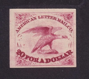 US LOCAL 5L1 MAGENTA REPRINT IMPERFORATED SINGLE FROM 1844 - US7P03 - Picture 1 of 2
