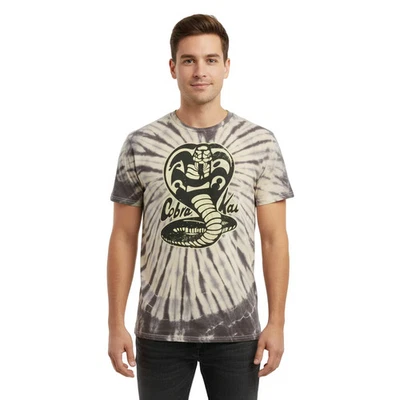 Camiseta para hombre Cobra Kai amarilla rosa y negra tie dye gráfica Foto 1 de 4