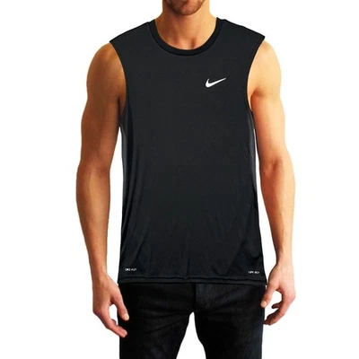 Nike DRI-FIT Para hombres Hydroguard Camisa de Natación Sin Mangas Protección contra Erupciones Top Negro Sólido Foto 1 de 4