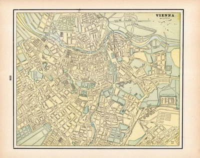 Антикварная атласная карта Вены 1896 г. Австрия улица Джордж Крам 2576 г. - Изображение 1 из 3