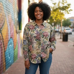 Ælfric Eden Tapestry Floral Button-Up Shirt – Vintage Inspired Jacquard Roses - Picture 1 of 10