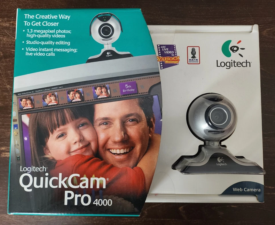 Logitech Quick Cam Pro 4000 Built in Microphone Webcam Silver USB 2.0 New in Box - Image 1 of 4
