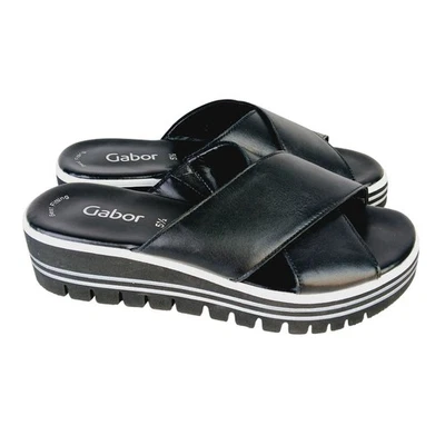 Sandalias Gabor Talla EE. UU. 8 Blanco y Negro Correa Cruzada Plataforma Cuero Deslizables Nuevas sin Etiquetas Foto 1 de 4