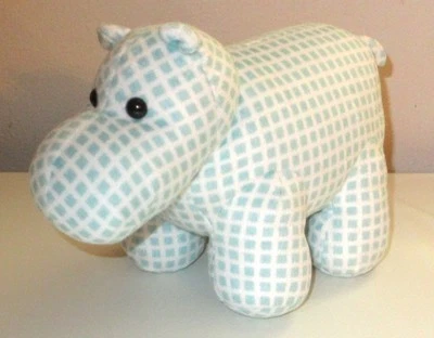 Manhattan Toy Company AZUL Y BLANCO a Cuadros HIPPO Bebé Lovey Juguete Peluche Foto 1 de 4