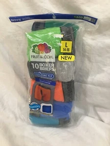 Fruit of the Loom Boys Boxer Briefs 10-Pack CoolZone Fly Waistband Tagless L,XL - Picture 1 of 4