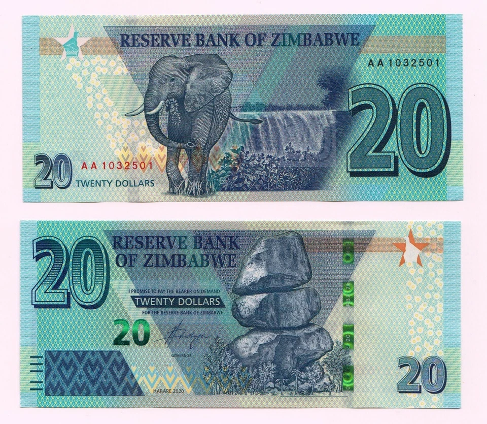NEW: Zimbabwe  20 Dollars Banknote ( 2020) Issue- Pick- NEW - UNC Condition - Image 1 of 1