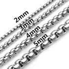 Mens Women 2/3/4/5mm Box Braided Chain Stainless Steel Necklace Link 18"-26"