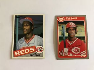 Eric Davis Autographed 1985 Fleer #533 Rookie Card & #627 Topps, Rare! - Picture 1 of 10