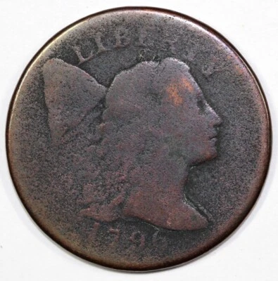1796 1c S-90 Rotated Reverse Liberty Cap Large Cent *Two Leaves touch T of Cent* - Image 1 of 2