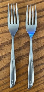 Set 2 Forchette Oneida Atomic Starburst 6,25" Vintage Community Posate Inox - Foto 1 di 5