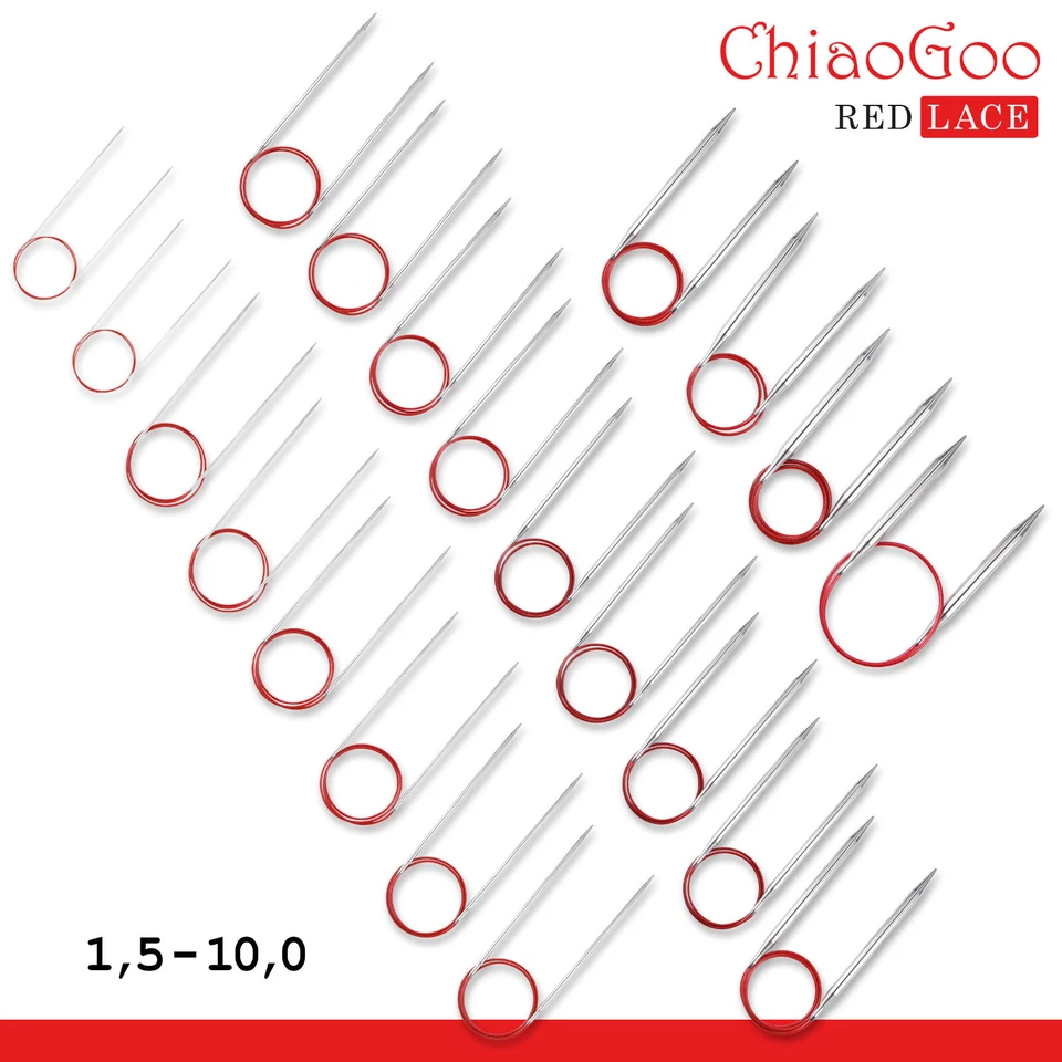 Chiaogoo Red Pizzo Aghi con Punta Arrotondata 40cm Acciaio Inox Alta 21 Taglie - Immagine 1 di 1