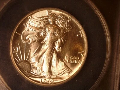USA 1943, Walking Liberty half dollar old silver coin #3518 ANACS MS 64 - Image 1 of 4