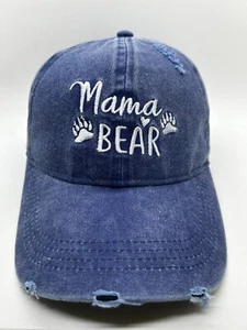 Mama Bear Cap Mütze Damen verstellbar distressed blau Denim Baumwolle blau - Bild 1 von 8