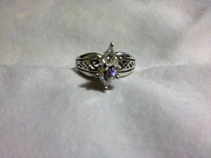 Vintage Sterling Silver 925 Marquise Cut CZ Ring Size 9.5. - Picture 1 of 9