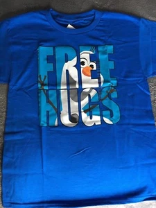 Disney Frozen Olaf Free Hugs Kid's Tee Size S(8), M(10-12), L(14/16) NWT, Blue - Picture 1 of 2