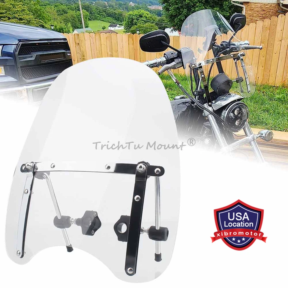 For Triumph Bonneville Bobber T100 SE T120 Windshield Windscreen 17" × 15" Clear - Image 1 of 4