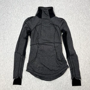 Lululemon Base Runner 1/2 Zip Sweater Womens 2 Herringbone W3B82S Gray Pullover - Picture 1 of 6