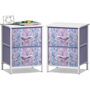 Sorbus Nightstand with 2 Drawers - Steel Frame, Wood Top & Fabric Bins (2 Pack) - Picture 1 of 42