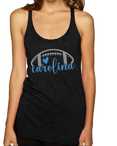 Fan von Carolina Fußball blaues Herz Skript Schreiben TriBlend Racerback Tank Top - Bild 1 von 2