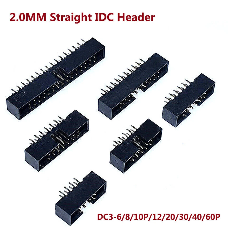 2.0MM Straight IDC Header Connector DC3-6/8/10P/12/20/30/40/60P ISP JTAG Socket - Image 1 of 3